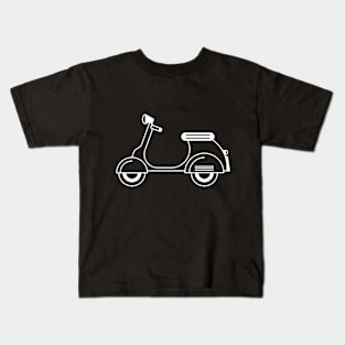 Illustration of stylized black and white scooter (motorcycle) Kids T-Shirt